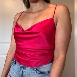 Dynamite Pink Satin Tank